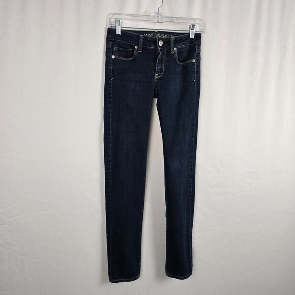 American Eagle Skinny Jeans Women's 0 Super Stretch Blue Dark Wash - Picture 8 of 16